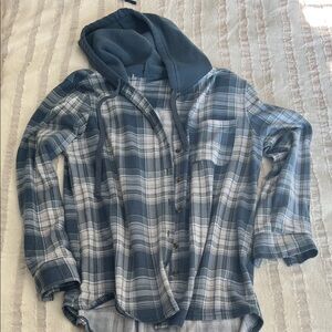 No Boundaries Blue Plaid Hoodie Sweatshirt